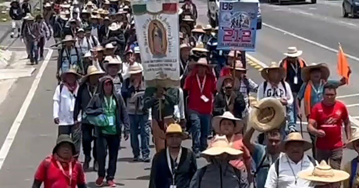 Miles de peregrinos de Querétaro avanzan hacia la Basílica de Guadalupe en la Ciudad de México